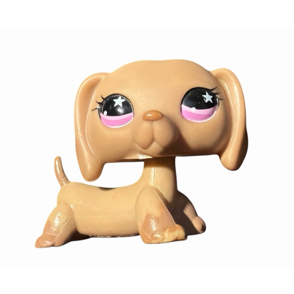 Hasbro Littlest Pet Shop LPS #932 Brown Dachshund Dog Pink Star Eyes Authentic - Picture 8 of 10